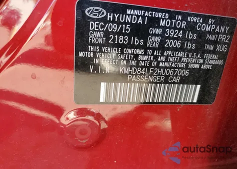 2017 Hyundai Elantra Se из США, поврежденный, VIN KMHD84LF2HU067006